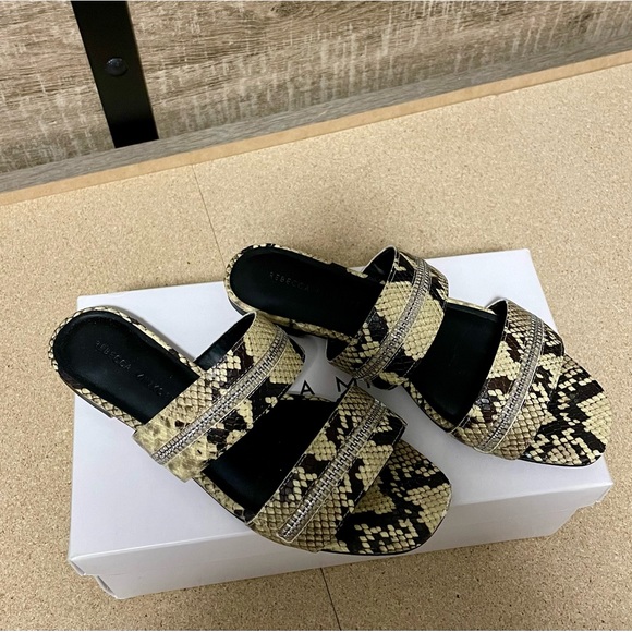 Rebecca Minkoff | Marciann Too Zipper Snake-Print Sandals - Picture 3 of 5